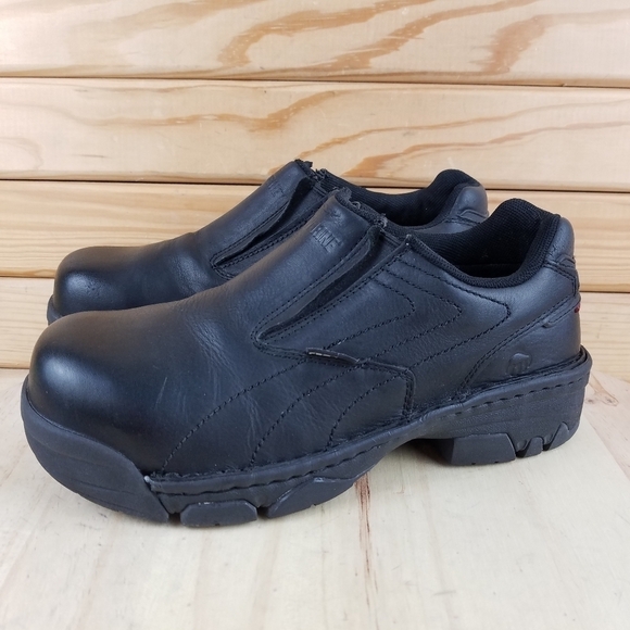 Wolverine Women's Black Leather Safety Steel Toe Shoes Loafers Slip-on W02673 - Picture 7 of 13